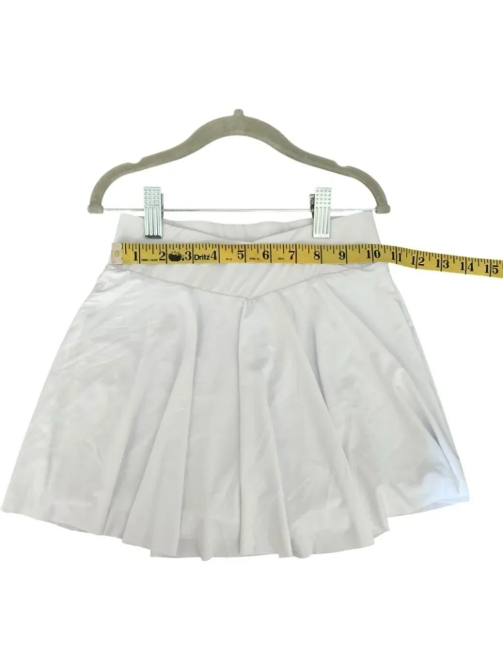 Girls Tennis Skort White Crossover High Waisted Medium, Size 9-10 T Pockets